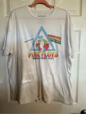 Pink Floyd White Band Logo Tee with Black Print